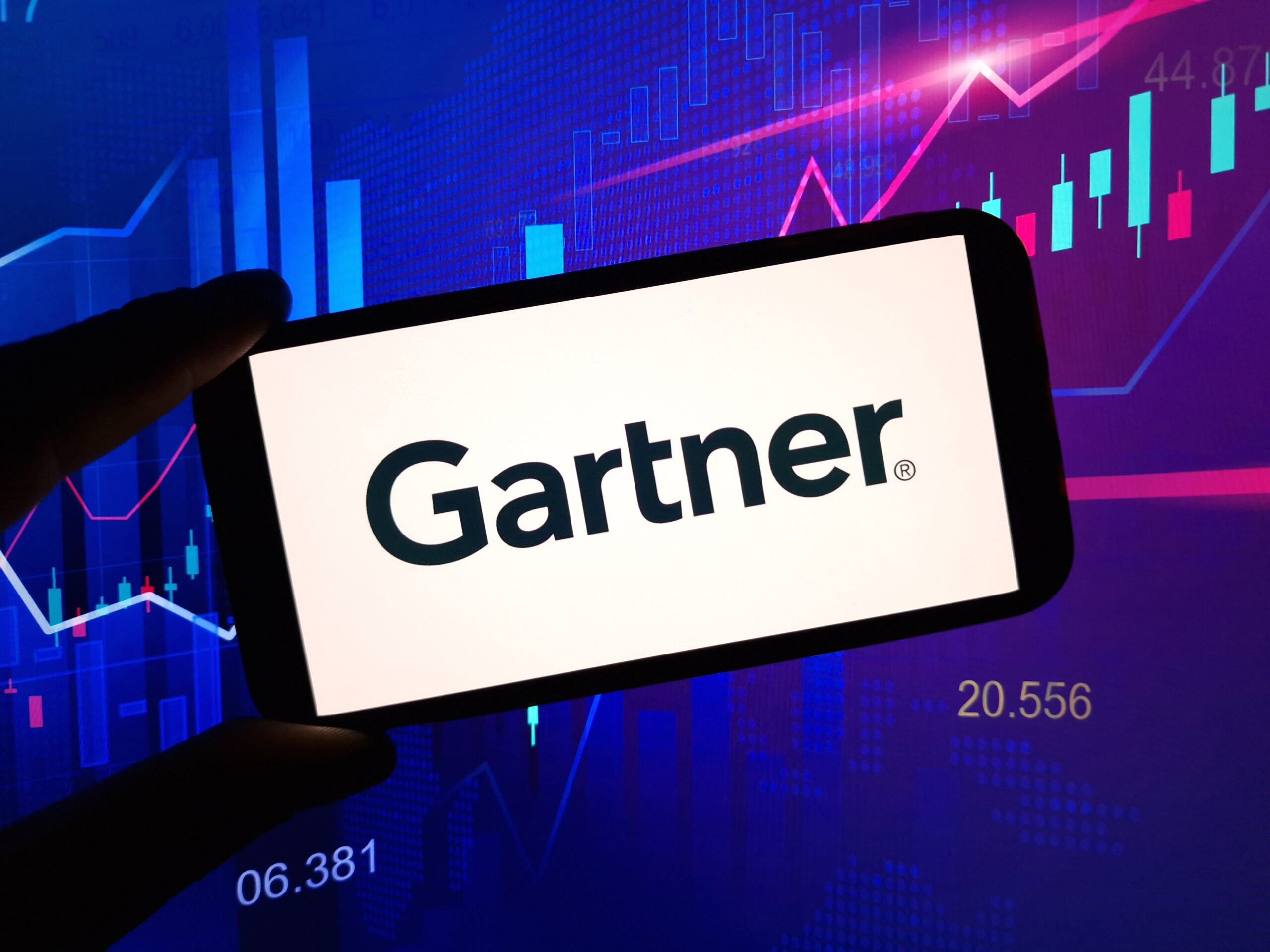 Gartner company logo displayed on mobile phone screen