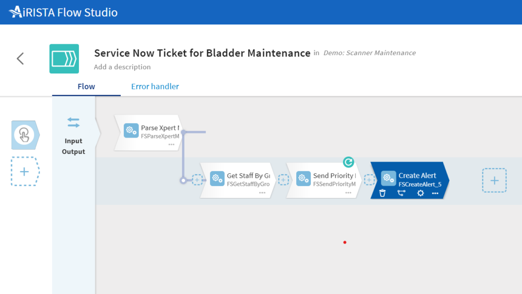 AiRISTA's Flow Studio workflow with Service Now ticket creation